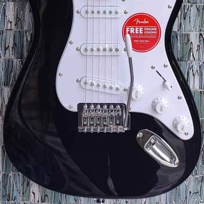 Squier Sonic Stratocaster, Maple Fingerboard, White Pickguard, Black image 1