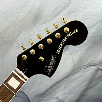 Squier Loaded Telecaster Deluxe Neck with Block Inlays, Black Painted Headstock Face image 1