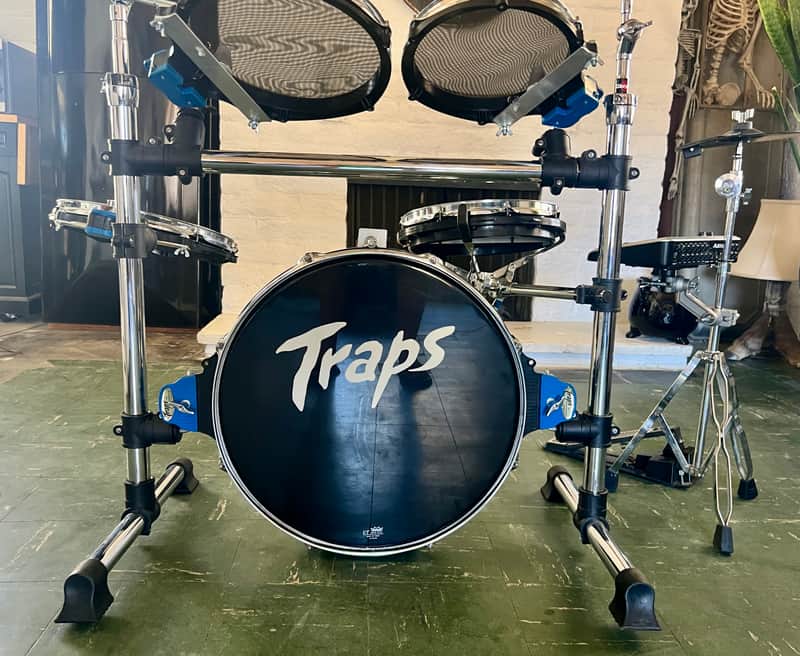 Traps Drum Kit, Alesis DM10 Custom Accoustic/Electric 2025 - Black/Chrome with Blue Accents image 1
