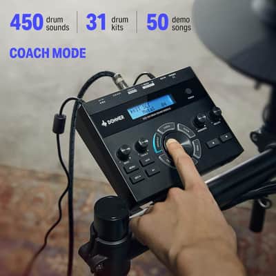Electric Drum Set Electronic Kit Mesh Head 8 Piece, Drum Throne, Sticks Headphone and Audio Cable image 2
