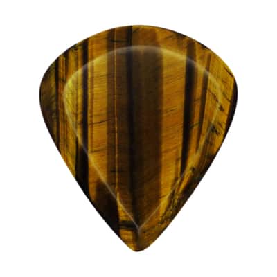 Yellow Tiger's Eye Stone Guitar Or Bass Pick - 3.0 mm Ultra Heavy Gauge - Jazz XL Shape - Specialty Handmade Gemstone Exotic Plectrum - 3 Pack