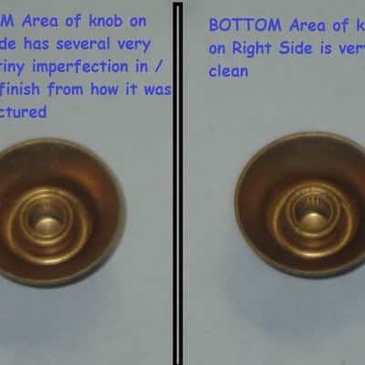 TWO very lightly used genuine Gibson Gold TOP HAT Knobs (ONLY 2 of the 4 knobs from PRHK-020 set are for sale) TOP Edge of ONE OF THE KNOBS has two very short very light nick image 15