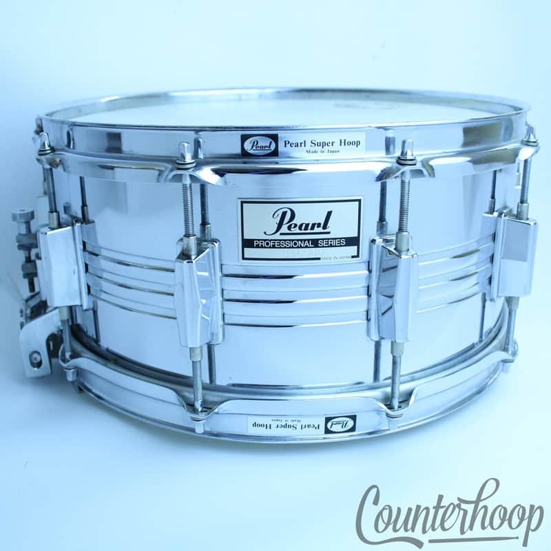 Pearl Professional 14x6.5"Snare Drum 10-Lug Heavy Steel+Super Hoops M-514D Japan image 1
