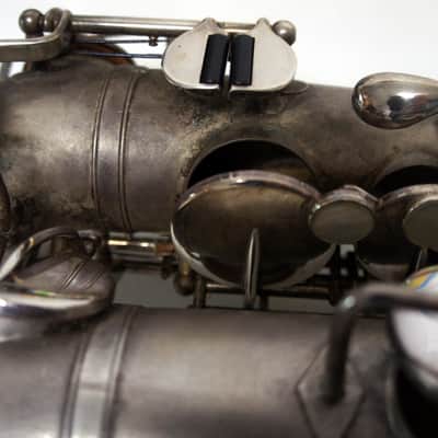 Buescher True-Tone Low Pitch Series IV Alto Sax 1929 Silver (with case) image 11