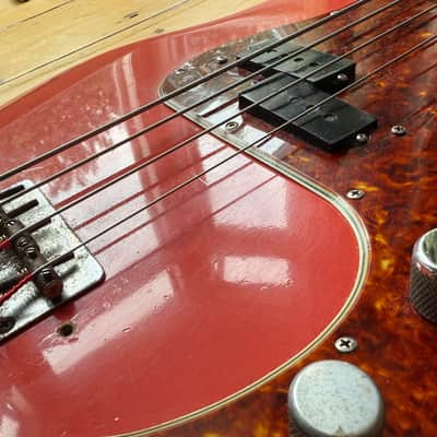 1963 Fender Precision Bass Guitar Fiesta Red image 12