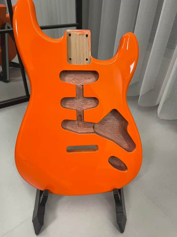 1 Orange gloss SSS Alder wood Strat Electric guitar body single single single image 1