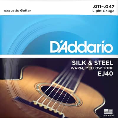 D'Addario EJ40 Silk & Steel Folk Guitar Strings, 11-47 image 1