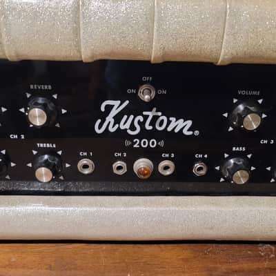 Vintage Kustom K200B-5 4-Channel 100W Amp Head White Sparkle Tuck & Roll 1970s– Tested w/Video image 10