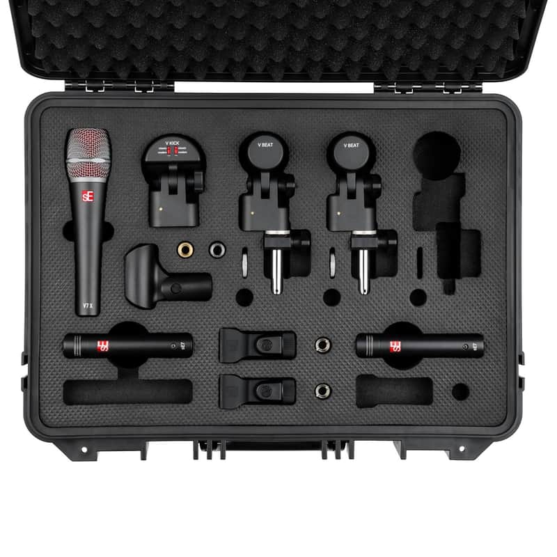 SE ELECTRONICS V Pack Club Standard Drum Mic Kit for Toms, Snares & Bass Drums - Includes 1 V Kick, 2 V Beats, 2 V Clamps, 1 V7 X Instrument Microphone, 2 sE7 Condensers & More image 1
