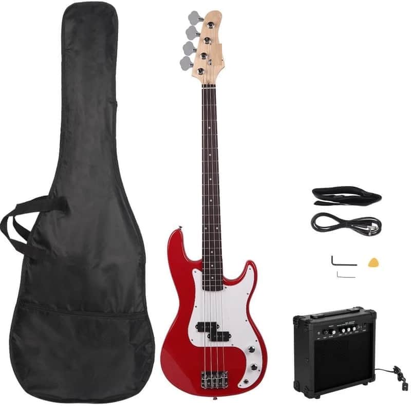 Right Handed Full Size Maple Electric Bass Guitar Bass With 20W AMP