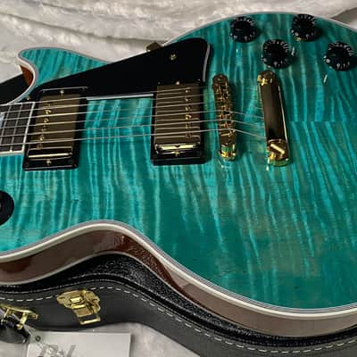 NEW! Gibson Dealer Select Custom Shop Les Paul Custom AAA Flame Top - Aqua Blue - Authorized Dealer - WOW! 8.2 lbs - G07380 image 2