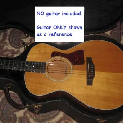 lightly handled (late 90s-early 00s) Taylor Grand Concert Deluxe Brown Hardshell Case (5200-54 but reg black lining) textured dark brown vinyl over 3-ply wooden structure, Foam padding covered w/ reg black plush  lining, brass plated HW, leather handle image 5
