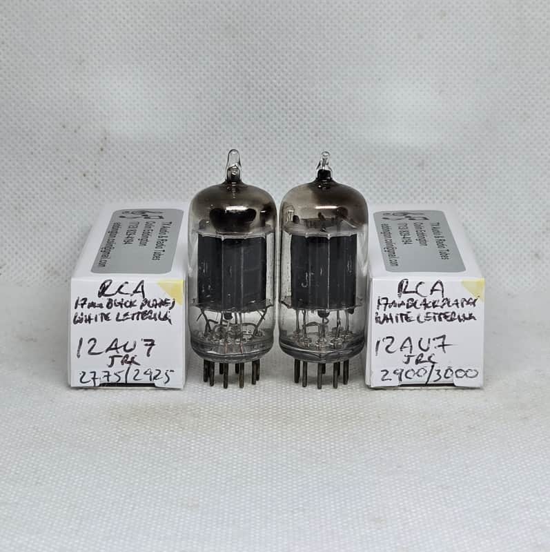 RCA JAN 12AU7 Long Black Plate Well Balanced (7.5%) Pair NOS 12AU7A ECC82 image 1