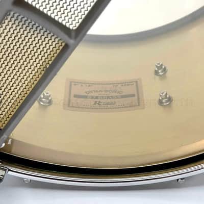 Rogers Dyna-Sonic 7-Line Brass Snare Drum 14x8 Orange Alcohol Ink image 5