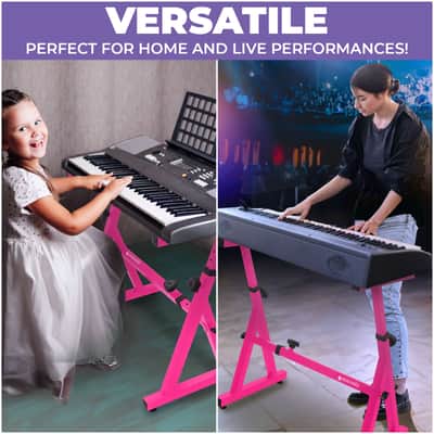 Liquid Stands Piano Keyboard Stand - Z Style Adjustable Digital Piano Stand - Fits 54-88 Key Electric Piano Stand (Pink) imagen 6
