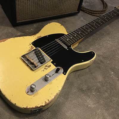 USA Relic Tele Style Electric Guitar Road Worn Yellow Nitro by Nate's Relic Guitars image 7