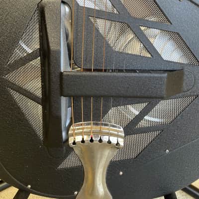 National Reso-phonic Tricone Polychrome Acoustic Guitar Black + Case image 8