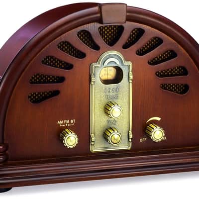 Classic Vintage Retro Wooden AM/FM Radio with Bluetooth – Handmade Wood Cabinet & Dual 5W Speakers image 2