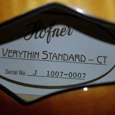 2008 Hofner Verythin Standard-CT Semi-Hollow Body Electric Guitar image 10
