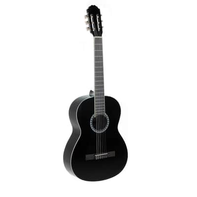 4/4, Classical Guitar (ideal for ages 12 and up, nickel silver frets, chrome-plated tuners, lime and pakka wood, scale length: 650 mm, nut width: 52 mm), Black image 1