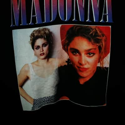 madonna 2 1980s pixs new s women tee - pop rock dance erotica true blue holiday image 1