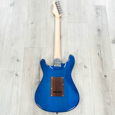 Magneto U-ONE Sonnet Modern US-2300 HSS Guitar, Rosewood Fretboard, See Thru Blue Quilt image 5