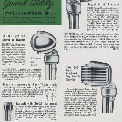 Vintage RARE 1940's Turner 34X modified dynamic microphone Satin Chrome with cable & Atlas DS-5 stand 77A 101C image 2