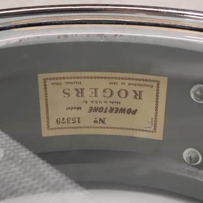 Rogers 5x14" Powertone 8 Lug Snare Vintage 1960's Black Diamond Pearl image 15