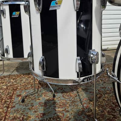 1970s Ludwig Vistalite Pro Beat 6pc Shell Pack 13/14/16/18/24" w/ Matching 5x14" Snare Drum - Pattern (F) Black/White image 4