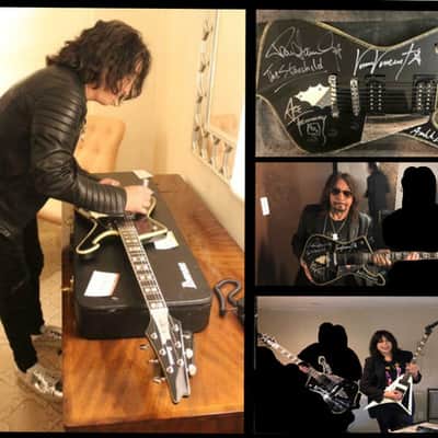 COA Signed by Paul Stanley, Ace Frehley, Vinnie Vincent, Ibanez PS120-BK Black image 12