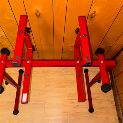 Red k&M Omega König & Meyer 18810 & 18811 keyboard sampler vintage synthesizer stand and stacker image 4