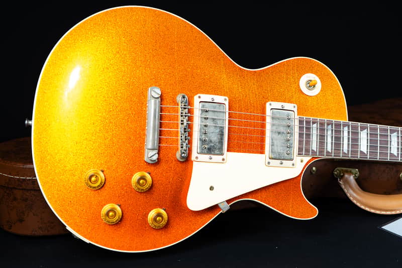 Gibson 1957 Les Paul Standard Murphy Lab Ultra Light aged - Orange Sparkle Top Natural back image 1