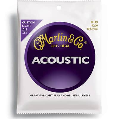 Martin M175 custom light bronze wound acoustic guitar string set image 1