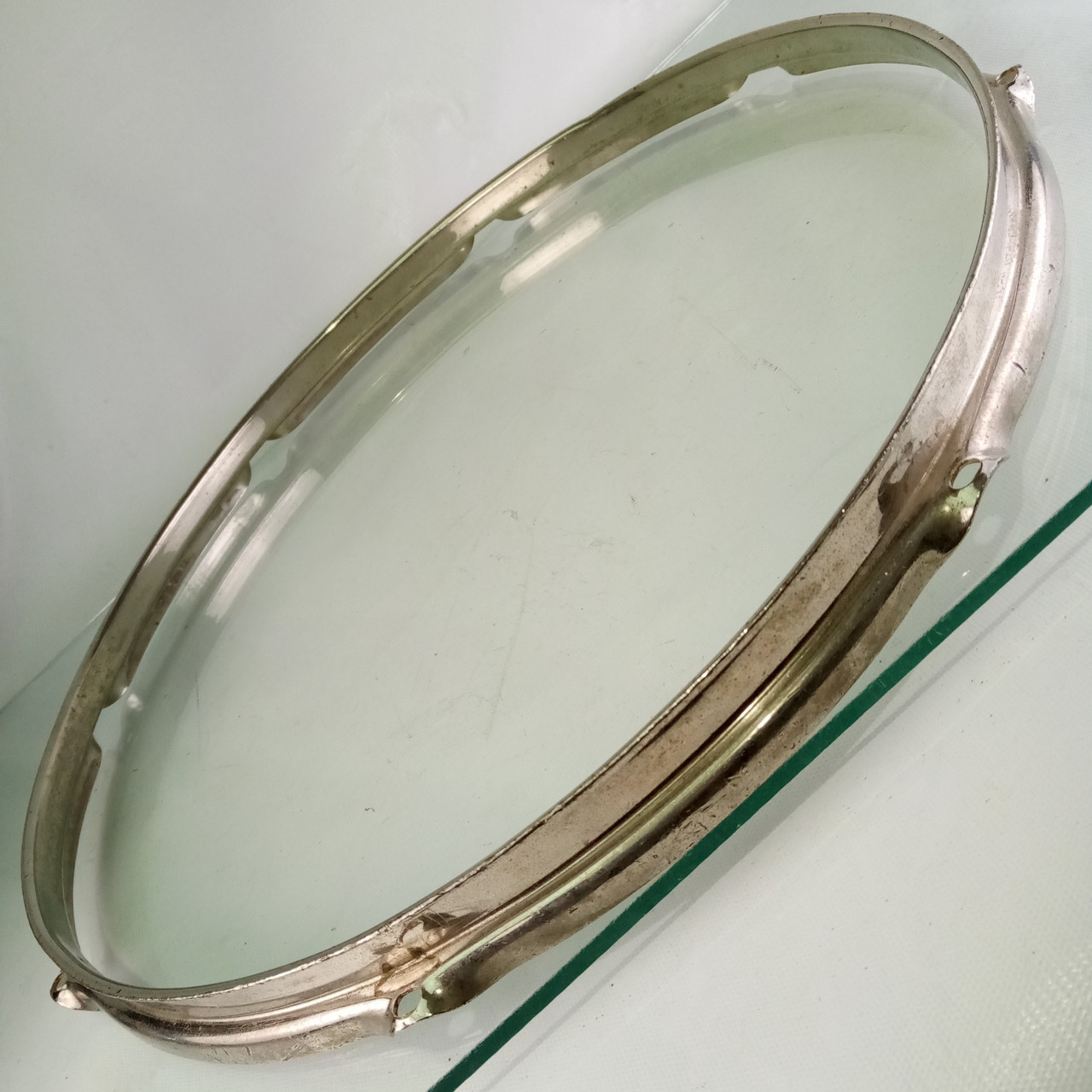 Ludwig 17"BRASS Tenor Tom Drum Batter Rim/Hoop 8Lug Triple-Flange Nickel NOB WFL — main photograph