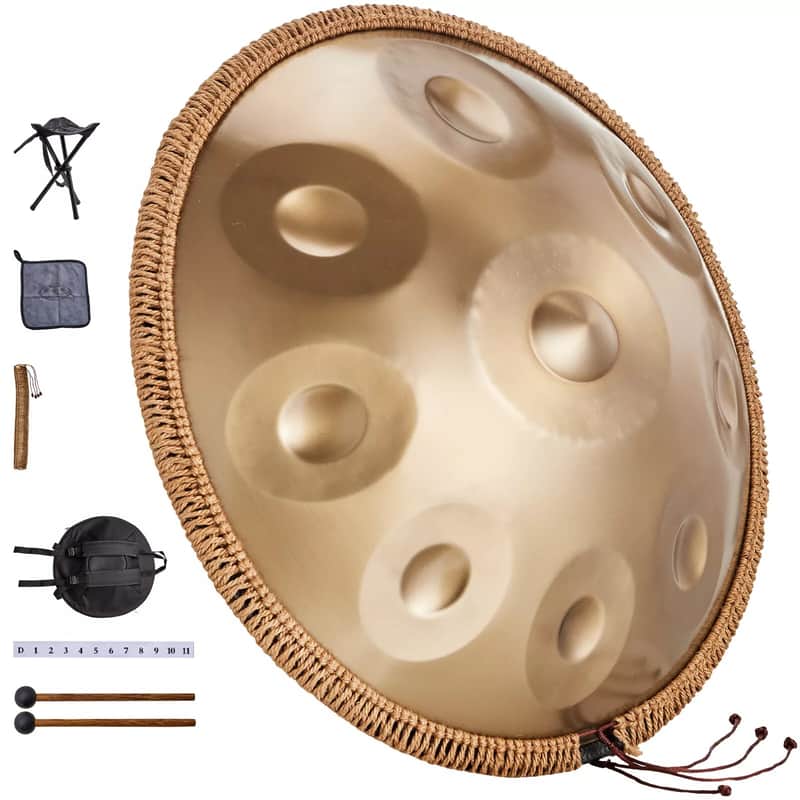 22" Handpan Drum – 9-Note D Minor Steel Hand Drum with Mallets for Meditation & Music Therapy image 1