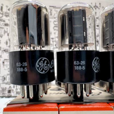 General Electric 12SN7GTA Preamp Tube Set Grey Plates Same Codes USA 1963 Tested image 3