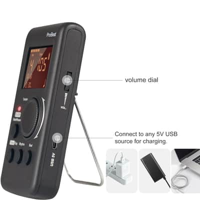 Digital Metronome for Guitar Piano Drum and All Instruments with Timer, English Vocal Counting and 3 Different Sounds with Earphone Jack and Flashing Light, Loud Volume, Rechargeable image 3
