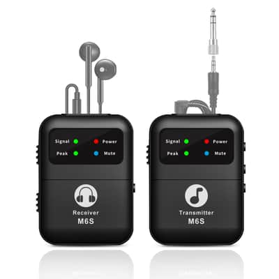 Wireless In-Ear Monitor System, 2.4gHz Stereo Wireless IEM System with Belt-clip Transmitter+Receiver Auto-Pairing, 164ft for Studio, Band, Live Performance image 2