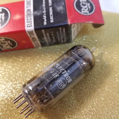 RCA Matched Pair (2) 6CG7 tNOS AT1000 TESTED Vacuum Tubes T1 blackplate dual triode 1954-1959 image 2