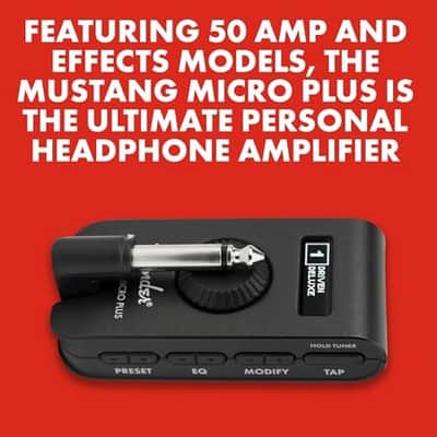 Fender Mustang Micro Plus Headphone Amplifier, Bluetooth Audio Streaming and 50 Amp and Effects Models, with 2-Year Warranty image 5