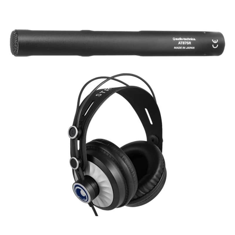 Audio-Technica AT875R Line + Gradient Condenser Microphone with StreamEye Cans50 Professional Studio Headphones image 1