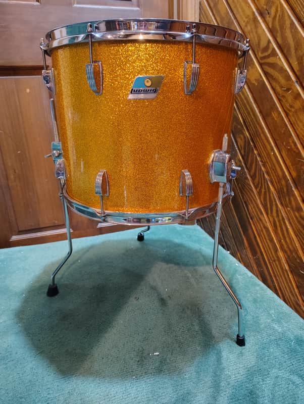 Ludwig 15"(diameter)x12"(Depth) Floor Tom (conversion) 1970's - Gold Sparkle image 1
