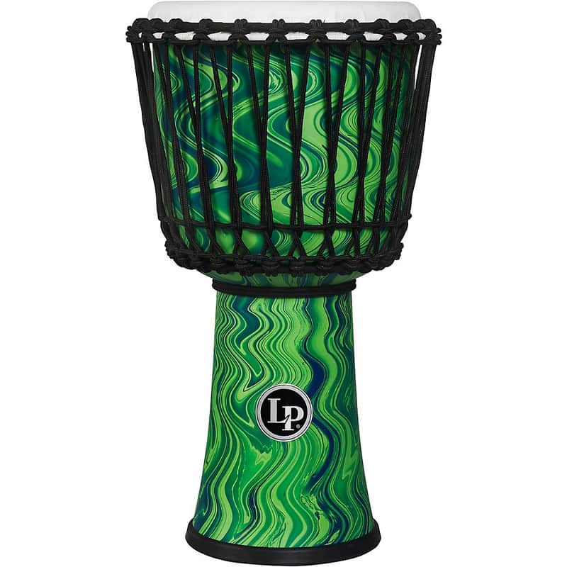 LP World 10 inch Rope Tuned Circle Djembe Regular  Green Marble image 1
