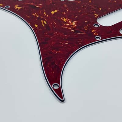 Silver Sky Se pickguard Red tortoise & parchment pickup covers, knobs & switch tip Sliversky pick guard image 3
