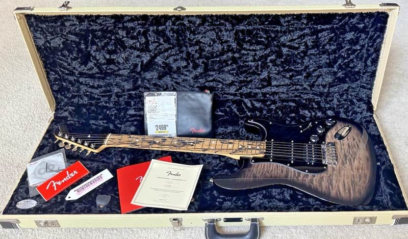 RARE 2019 Fender® QMT Pale Moon Ebony Stratocaster With Case & Candy NEAR MINT! image 1