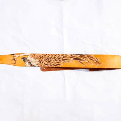 burnyblack custom guitar strap leather - osprey yellow image 6