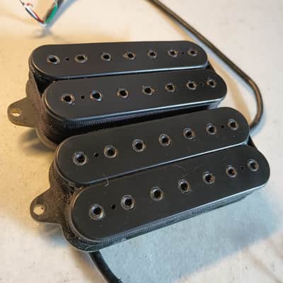 DiMarzio DP709 + DP711 Ionizer 7-string set neck and bridge 2020's - Black w/ black poles image 1