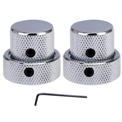 Brio Steel Universal Dual Concentric Stacked Brass Shaft Control Knob Set (2 pcs) - Chrome image 1