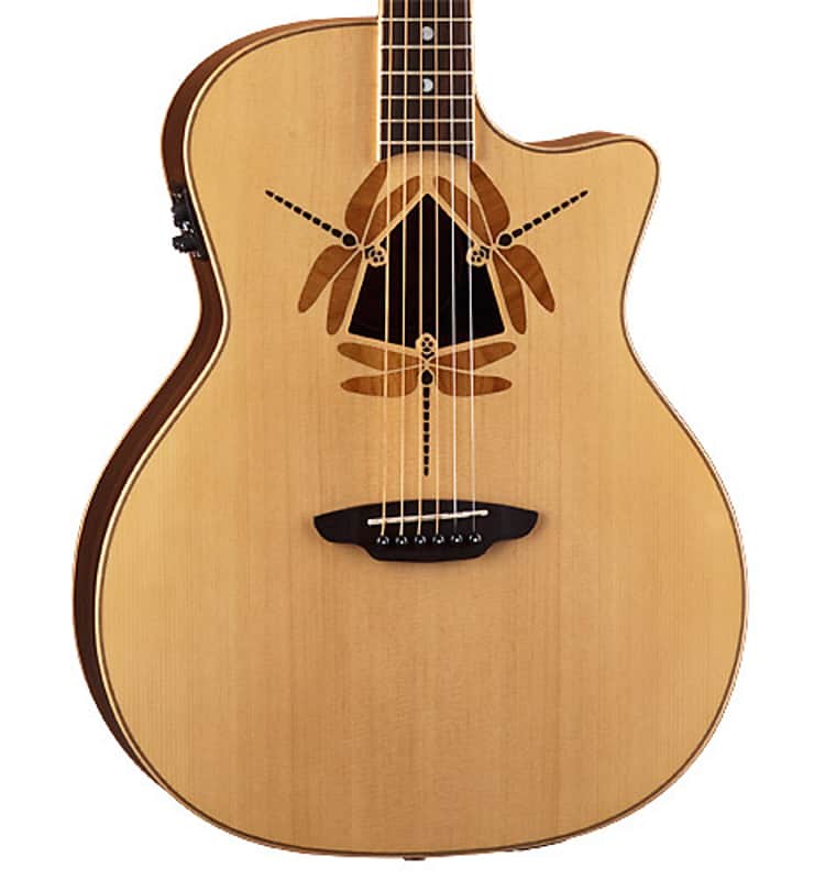 Luna Oracle Dragonfly Cutaway Acoustic Electric Guitar w/Stand image 1