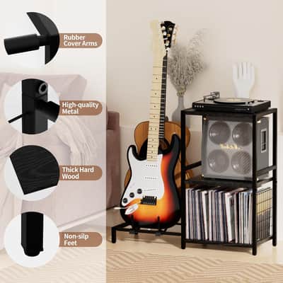 3-Tier Guitar Stand for Acoustic, Electric Guitar, Bass, Ukulele Cabinet image 3
